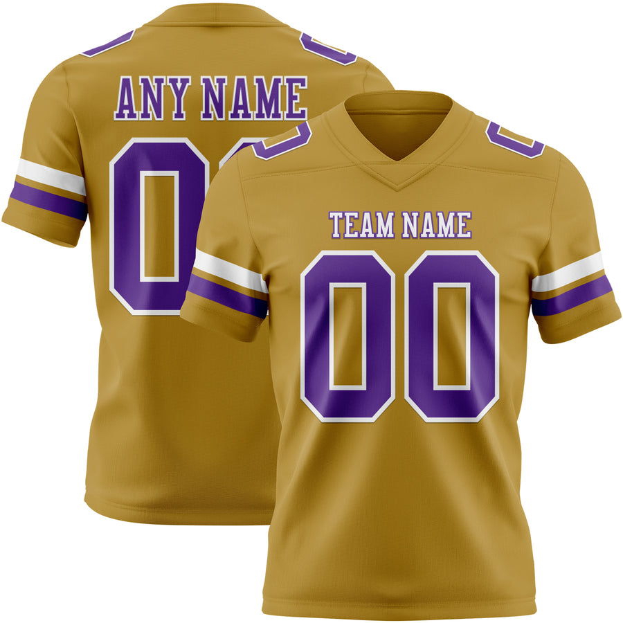 Custom Old Gold Purple-White Authentic Football Jersey