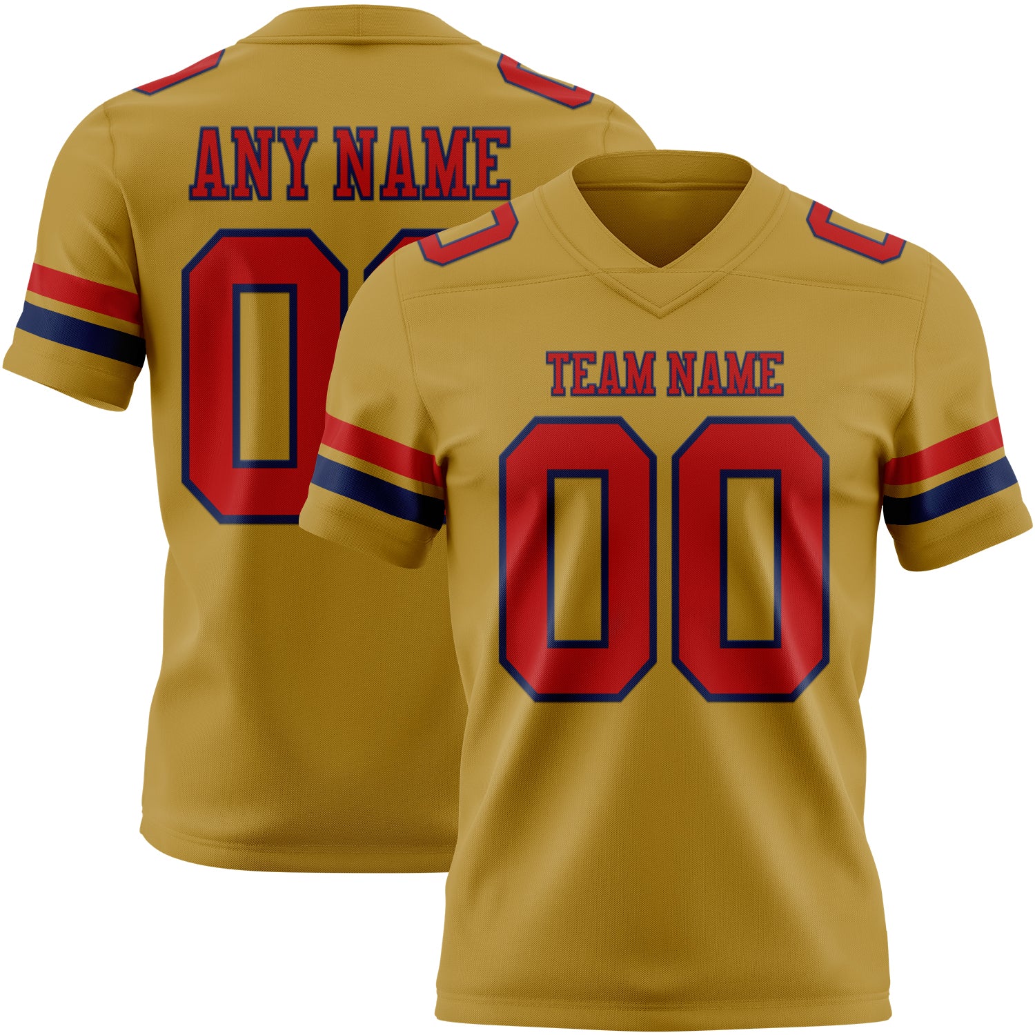 Custom Old Gold Red-Navy Authentic Football Jersey