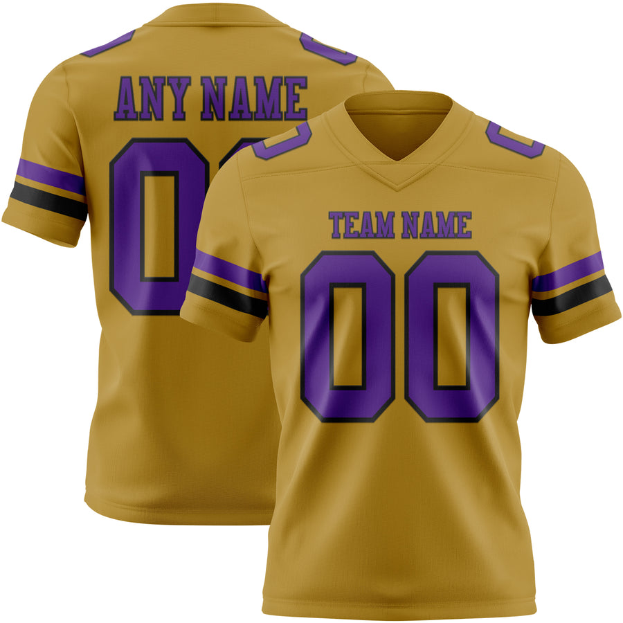 Custom Old Gold Purple-Black Authentic Football Jersey