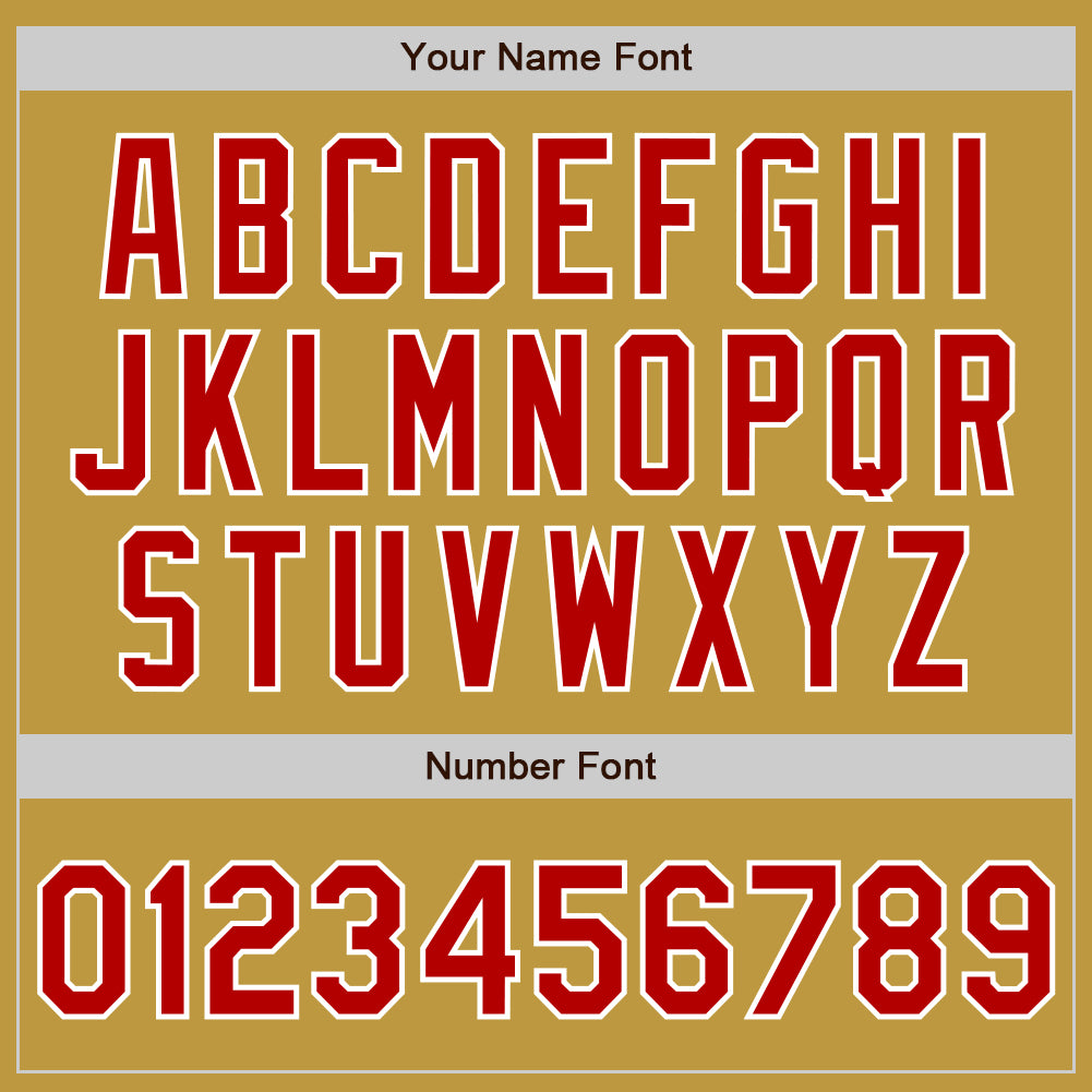 Custom Stitched Old Gold Red-White Baseball Pullover Sweatshirt Hoodie