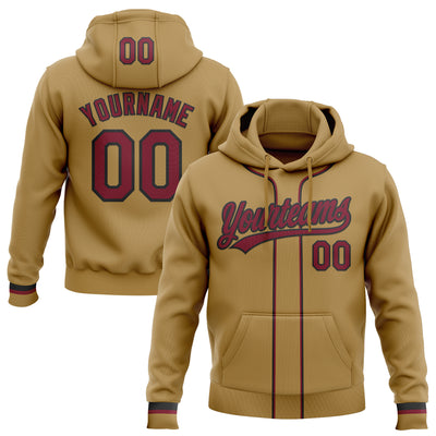Custom Stitched Old Gold Crimson-Black Baseball Pullover Sweatshirt Hoodie
