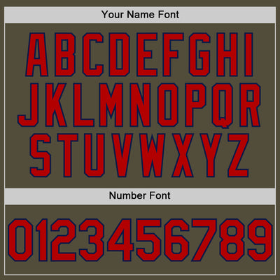 Custom Olive Red-Navy Mesh Authentic Throwback Salute To Service Baseball Jersey