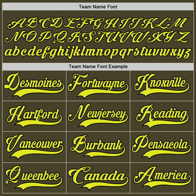 Custom Olive Neon Yellow-Black Salute To Service Hockey Lace Neck Jersey