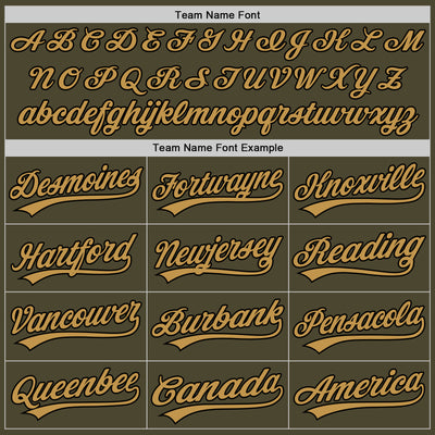 Custom Olive Old Gold-Black Authentic Throwback Salute To Service Baseball Jersey