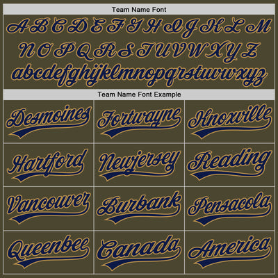 Custom Olive Navy-Old Gold Authentic Throwback Salute To Service Baseball Jersey