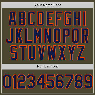 Custom Olive Navy-Orange Authentic Throwback Salute To Service Baseball Jersey