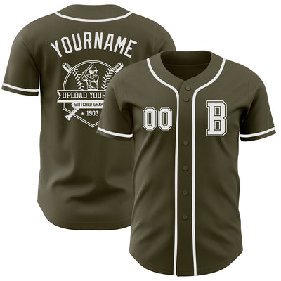 Custom Olive White Authentic Salute To Service Baseball Jersey