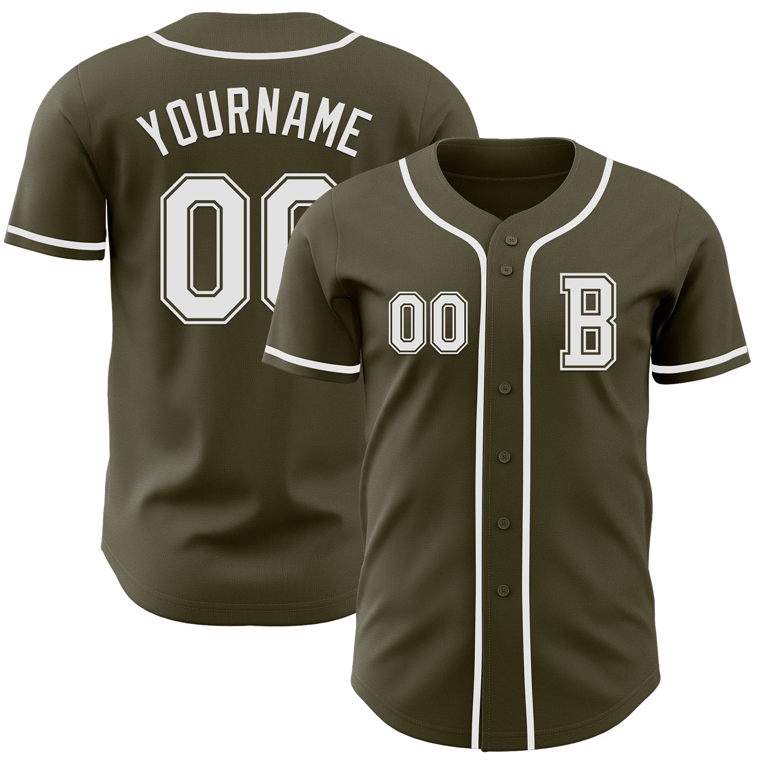 Custom Olive White Authentic Salute To Service Baseball Jersey