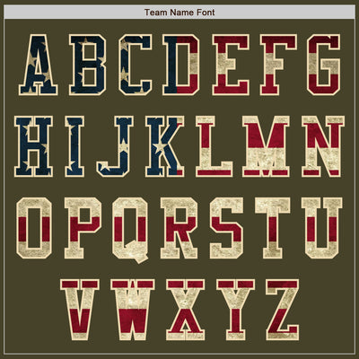 Custom Olive Vintage USA Flag-Cream Authentic Salute To Service Baseball Jersey