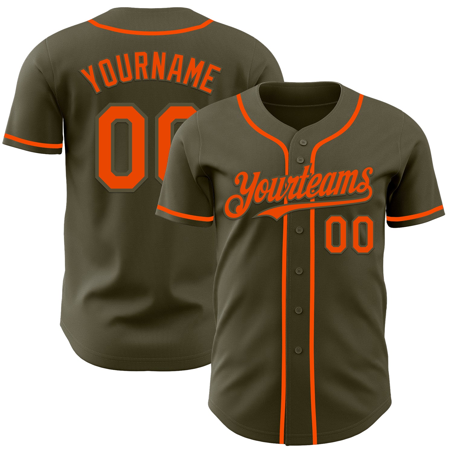 Custom Olive Orange Authentic Salute To Service Baseball Jersey