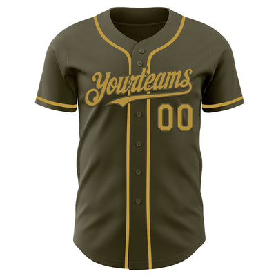 Custom Olive Old Gold Authentic Salute To Service Baseball Jersey