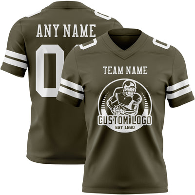 Custom Olive White Authentic Salute To Service Football Jersey