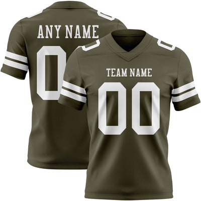 Custom Olive White Authentic Salute To Service Football Jersey