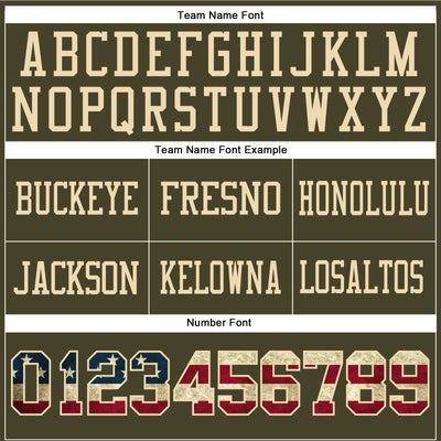 Custom Olive Vintage USA Flag-Cream Authentic Salute To Service Football Jersey