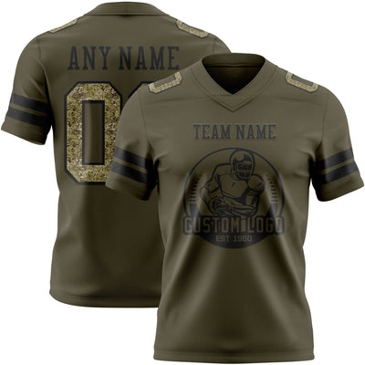 Custom Olive Camo-Black Authentic Salute To Service Football Jersey