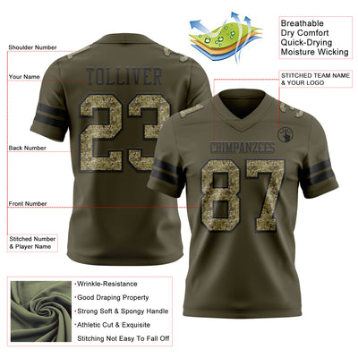Custom Olive Camo-Black Authentic Salute To Service Football Jersey