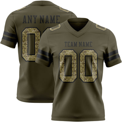 Custom Olive Camo-Black Authentic Salute To Service Football Jersey