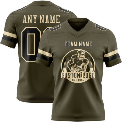Custom Olive Black-Cream Authentic Salute To Service Football Jersey
