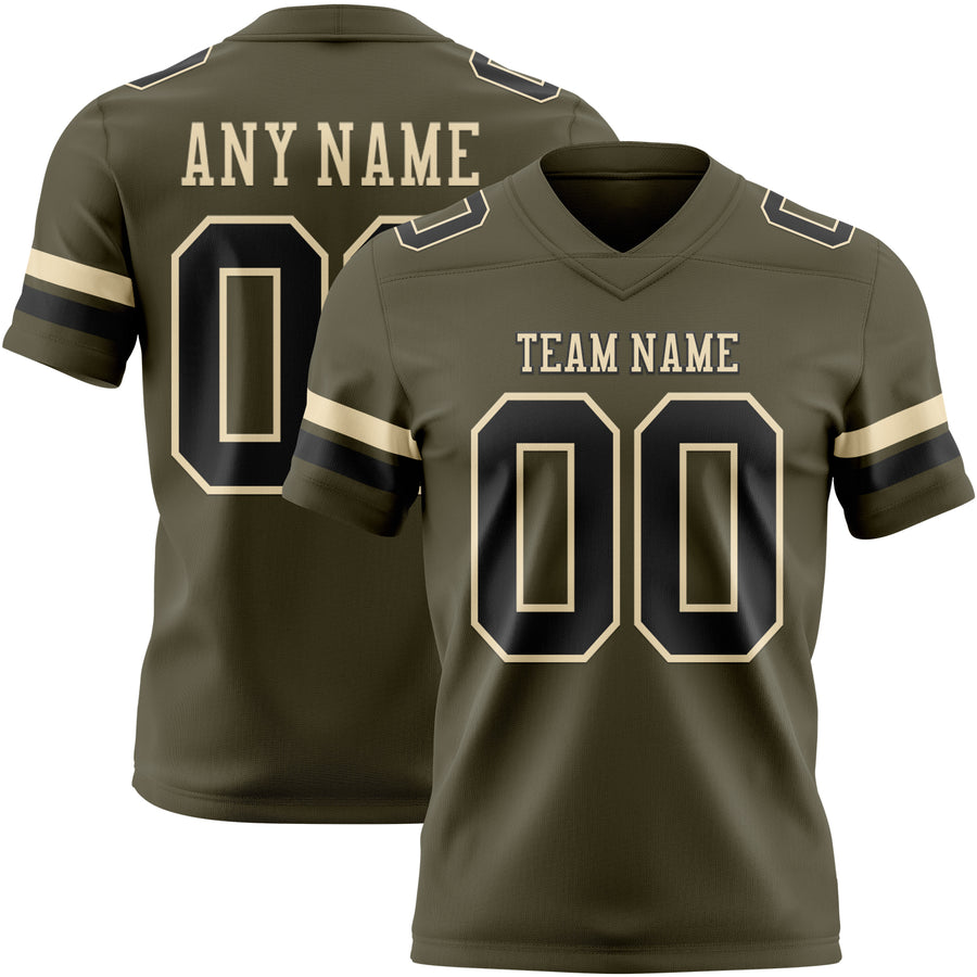 Custom Olive Black-Cream Authentic Salute To Service Football Jersey