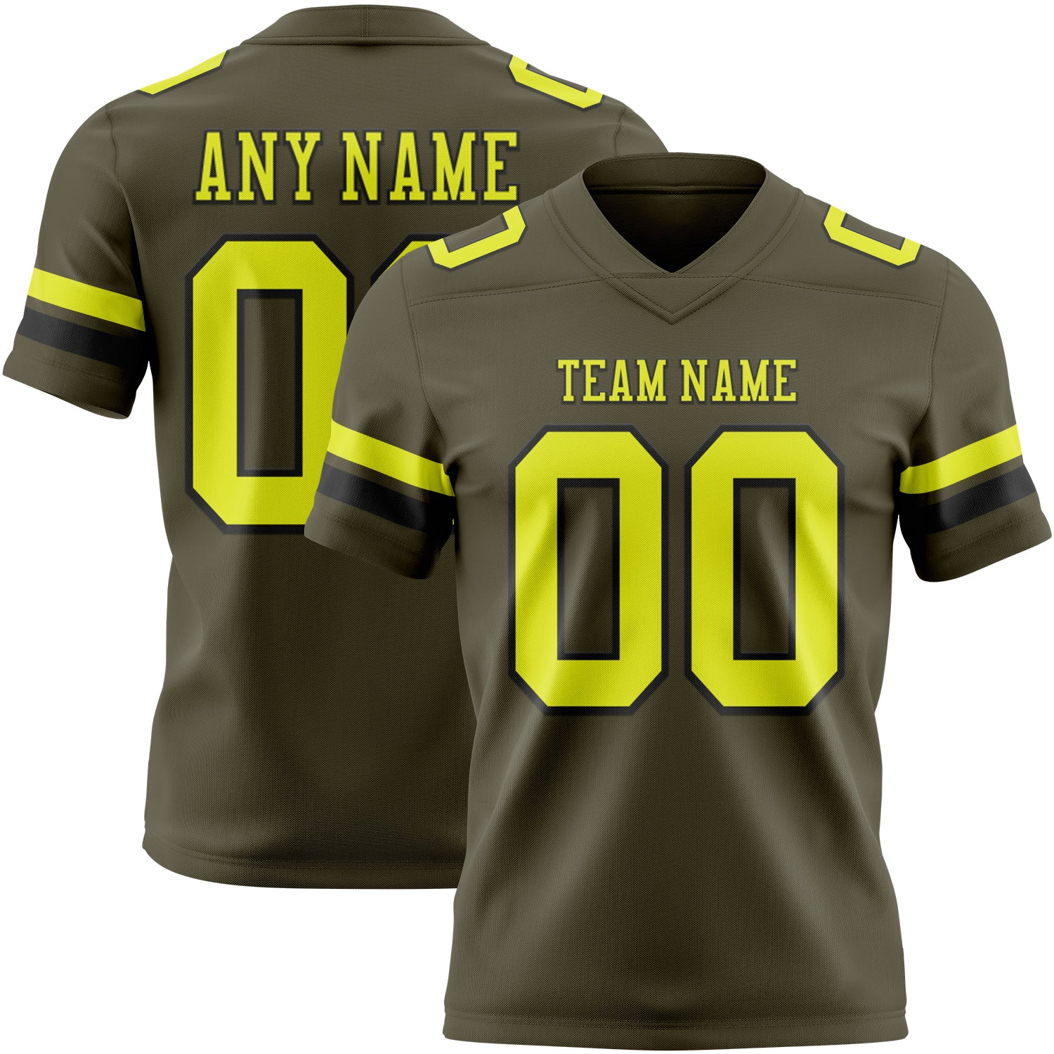 Custom Olive Neon Yellow-Black Authentic Salute To Service Football Jersey