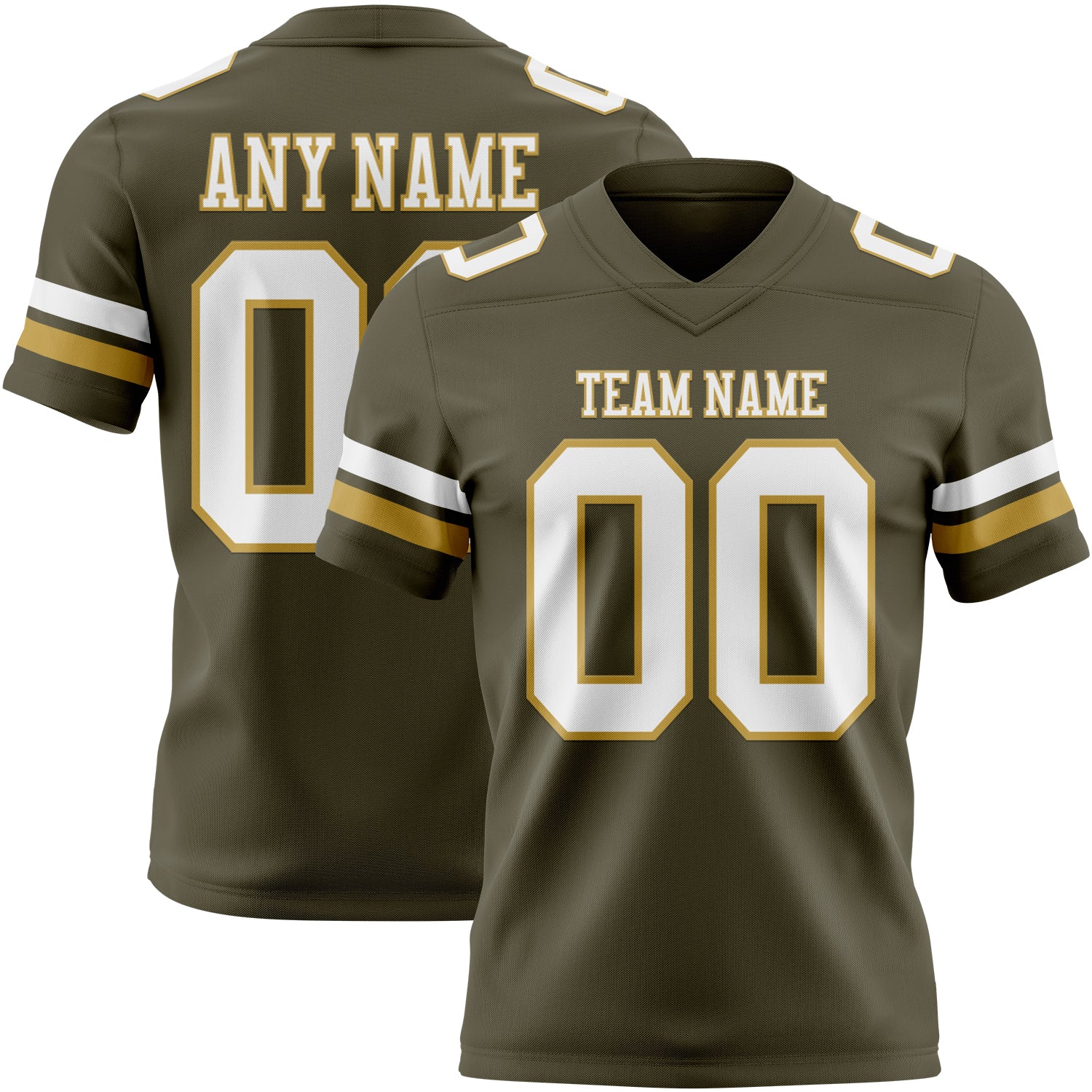 Custom Olive White-Old Gold Authentic Salute To Service Football Jersey
