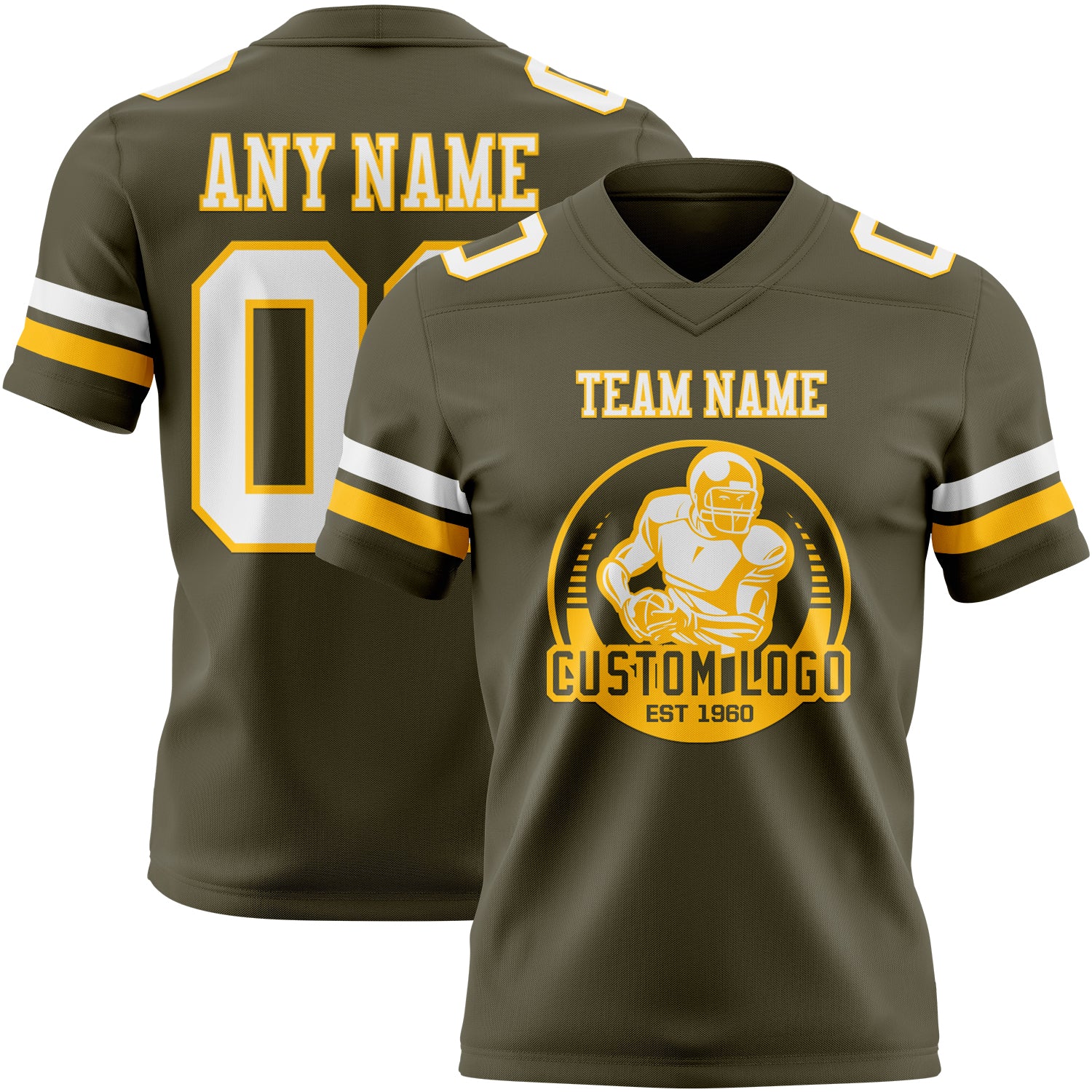 Custom Olive White-Gold Authentic Salute To Service Football Jersey