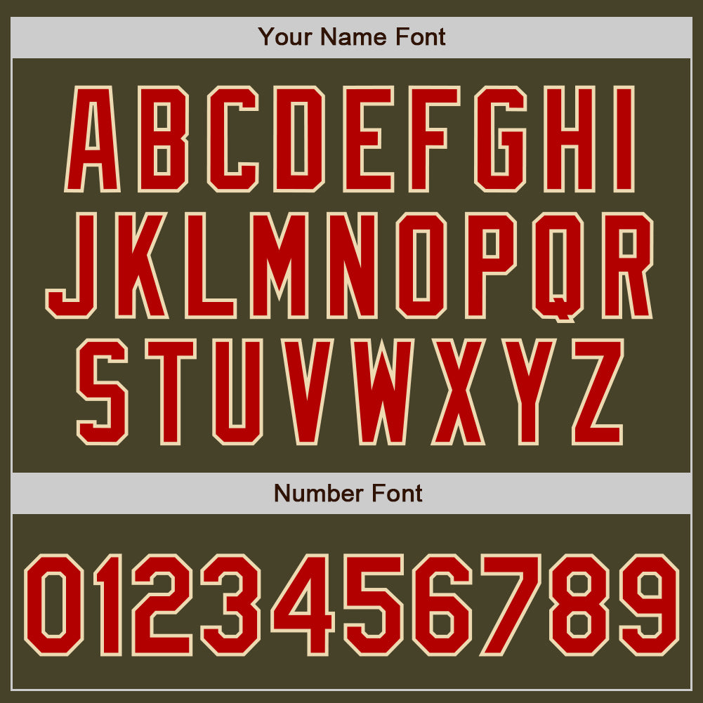 Custom Stitched Olive Red-Cream Baseball Pullover Sweatshirt Hoodie