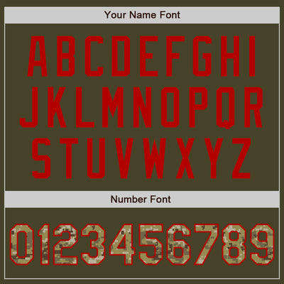 Custom Stitched Olive Camo-Red Baseball Pullover Sweatshirt Hoodie