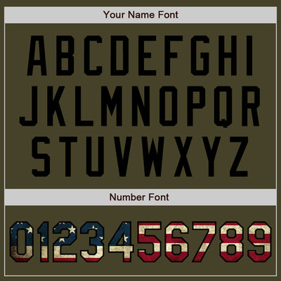 Custom Stitched Olive Vintage USA Flag-Black Baseball Pullover Sweatshirt Hoodie