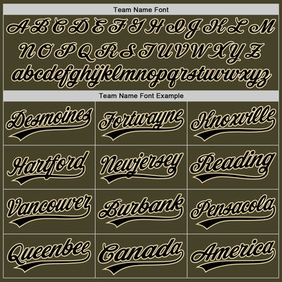 Custom Stitched Olive Black-Cream Baseball Pullover Sweatshirt Hoodie