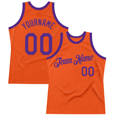 Custom Orange Purple Authentic Throwback Basketball Jersey