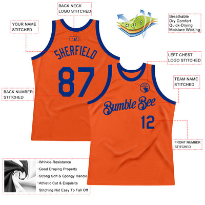 Custom Orange Royal Authentic Throwback Basketball Jersey