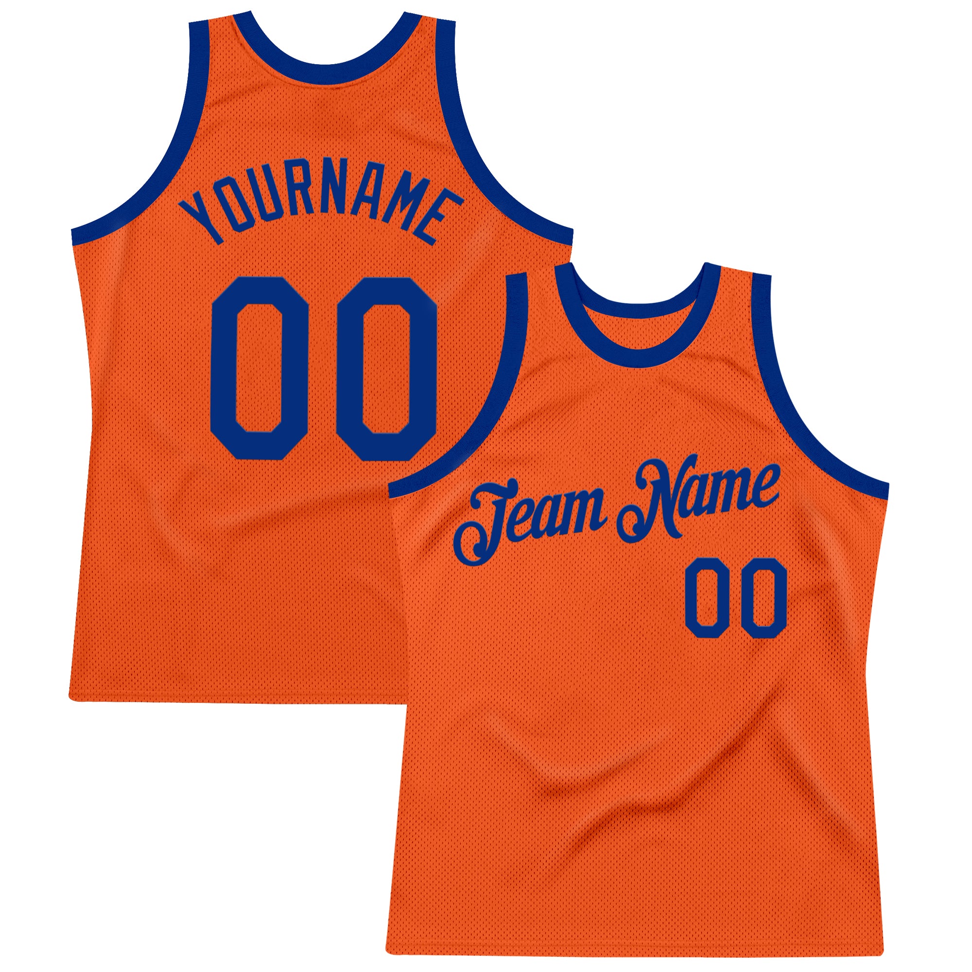 Custom Orange Royal Authentic Throwback Basketball Jersey
