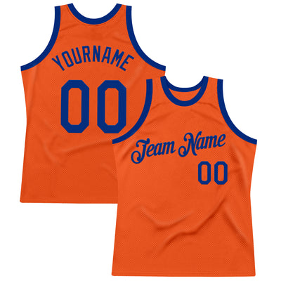 Custom Orange Royal Authentic Throwback Basketball Jersey