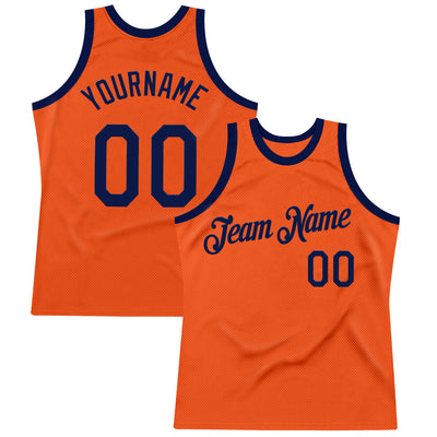 Custom Orange Navy Authentic Throwback Basketball Jersey