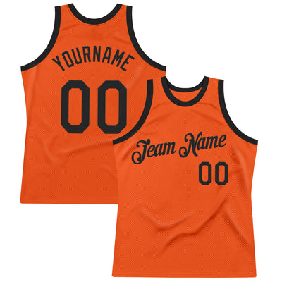 Custom Orange Black Authentic Throwback Basketball Jersey