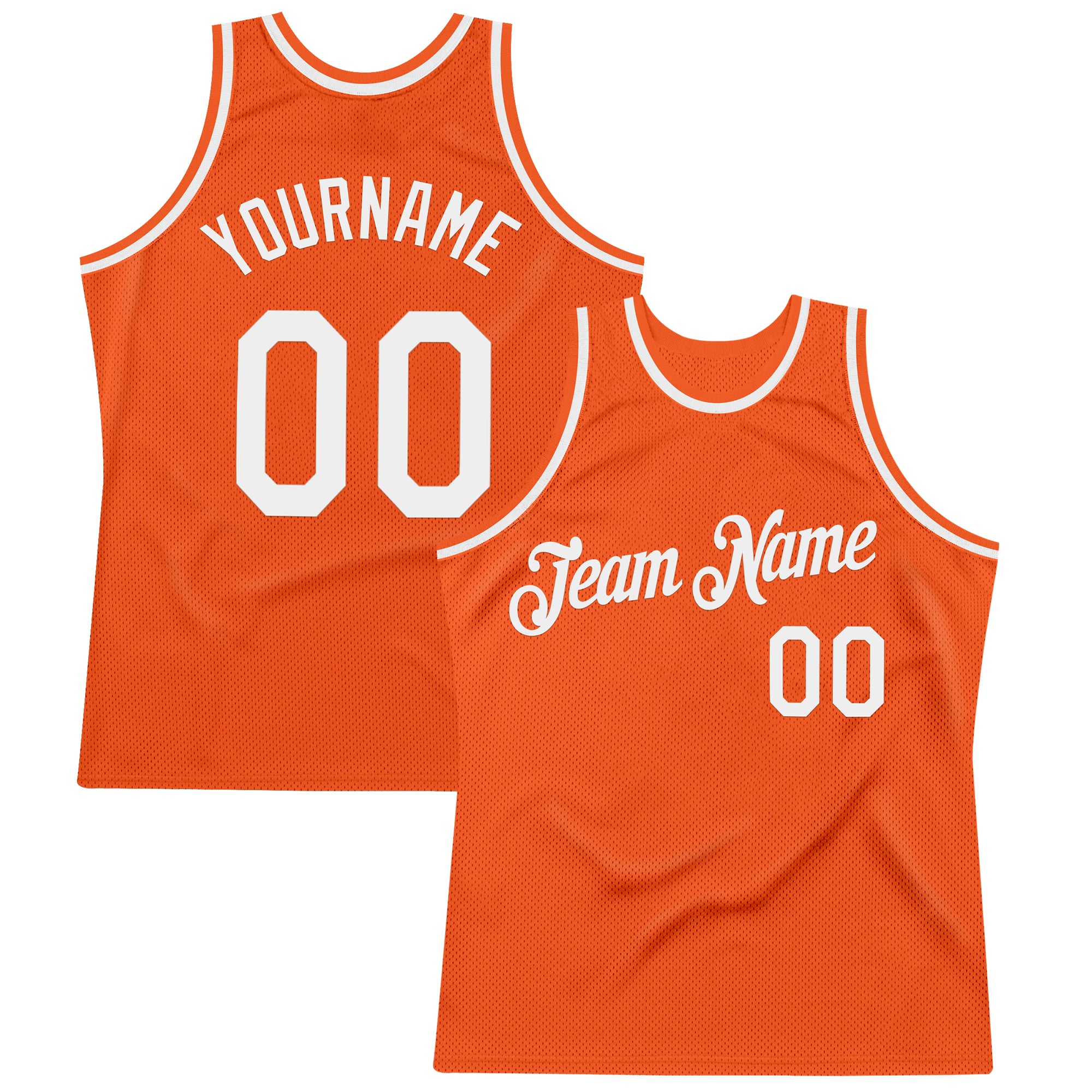 Custom Orange White Authentic Throwback Basketball Jersey