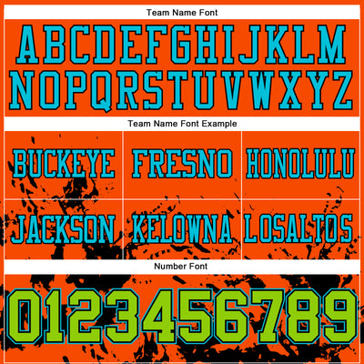 Custom Orange Neon Green Black-Lakes Blue 3D Pattern Splash Authentic Football Jersey