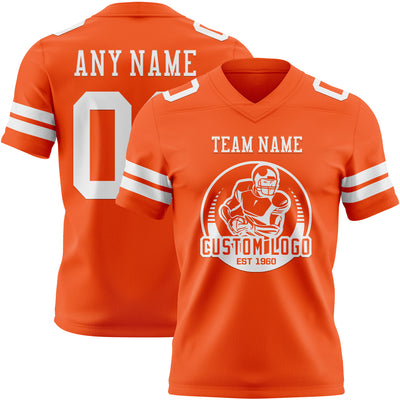 Custom Orange White Authentic Football Jersey