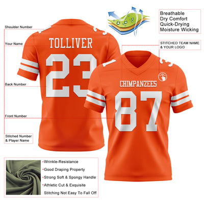Custom Orange White Authentic Football Jersey