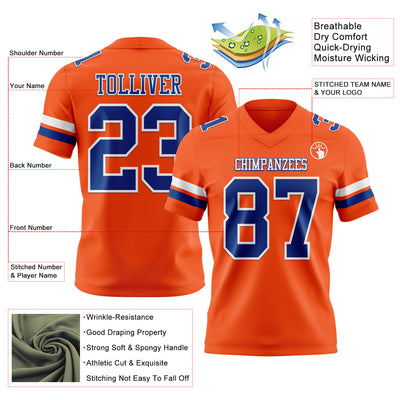 Custom Orange Royal-White Authentic Football Jersey