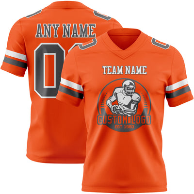 Custom Orange Steel Gray-White Authentic Football Jersey