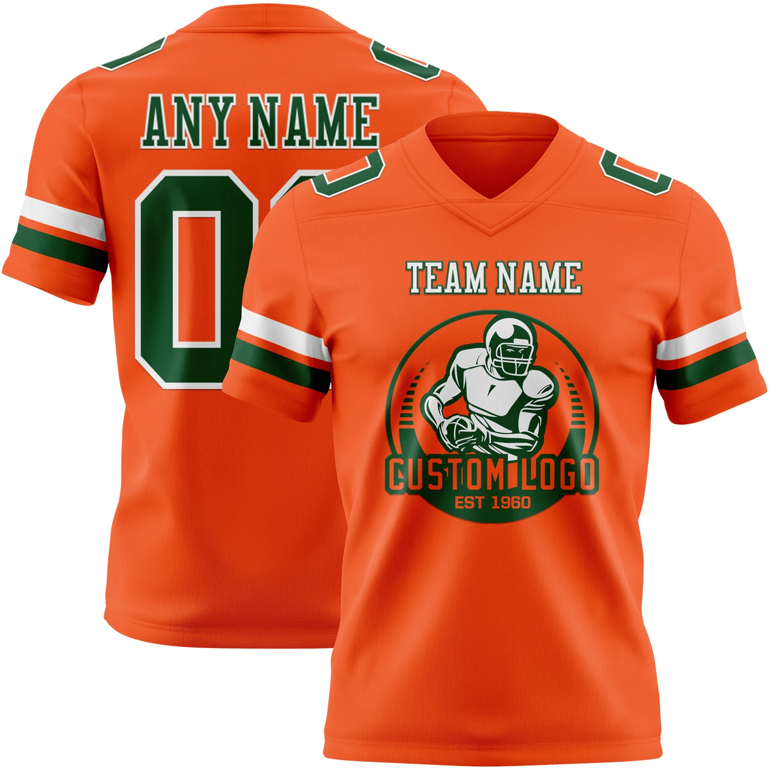 Custom Orange Green-White Authentic Football Jersey