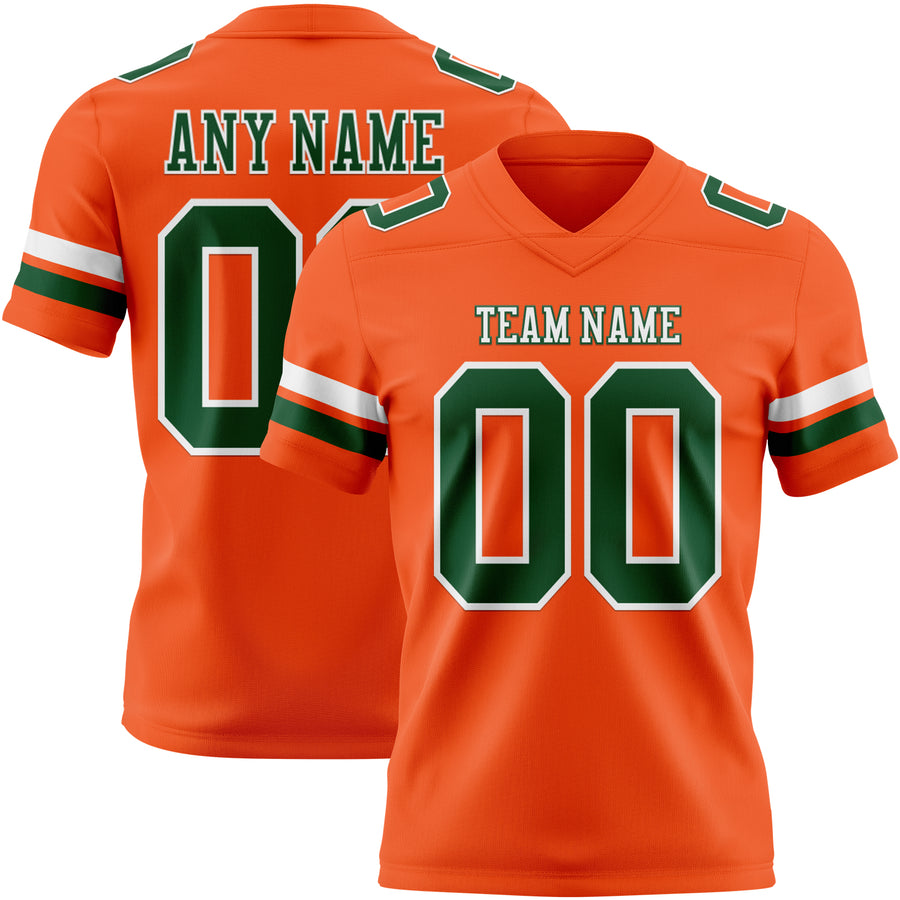 Custom Orange Green-White Authentic Football Jersey