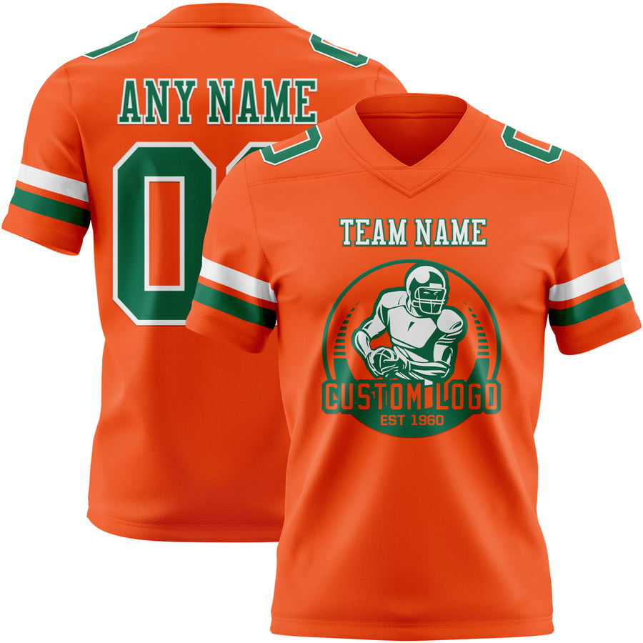 Custom Orange Kelly Green-White Authentic Football Jersey