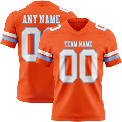 Custom Orange White-Light Blue Authentic Football Jersey