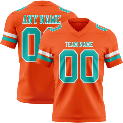Custom Orange Aqua-White Authentic Football Jersey