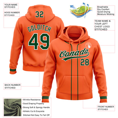 Custom Stitched Orange Green-White Baseball Pullover Sweatshirt Hoodie