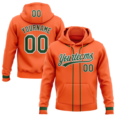 Custom Stitched Orange Green-White Baseball Pullover Sweatshirt Hoodie