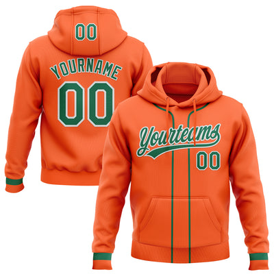 Custom Stitched Orange Kelly Green-White Baseball Pullover Sweatshirt Hoodie